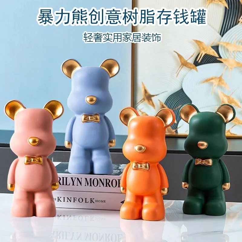 [Coin bank]Drop-Resistant Creative and Slightly Luxury Internet Celebrity Violent Bear Decoration Living Room Can Save Children