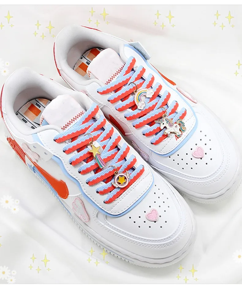 1 Paar flache, farblich abgestimmte Schnürsenkel für Sneaker, Macaron-farbene, hohlgewebte Schnürsenkel, bunte Regenbogen-Schnürsenkel für Damen und Herren. – Detail 6
