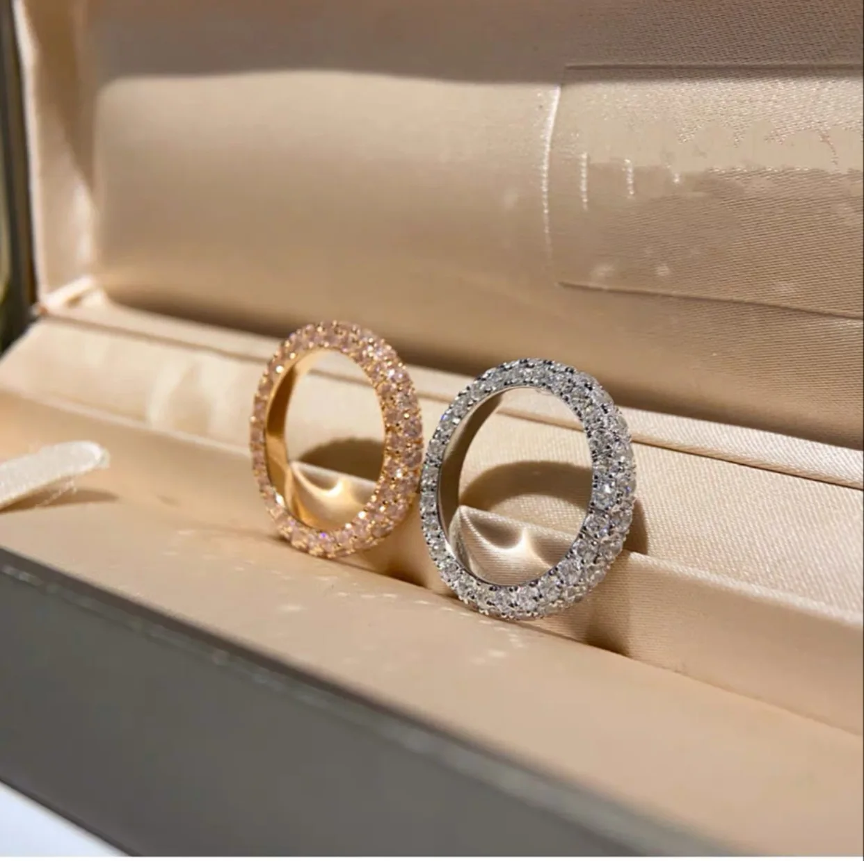 이터니티 풀 랩 다이아몬드 반지, 925 스털링 실버 웨딩 밴드, 약혼 약속 파티 쥬얼리