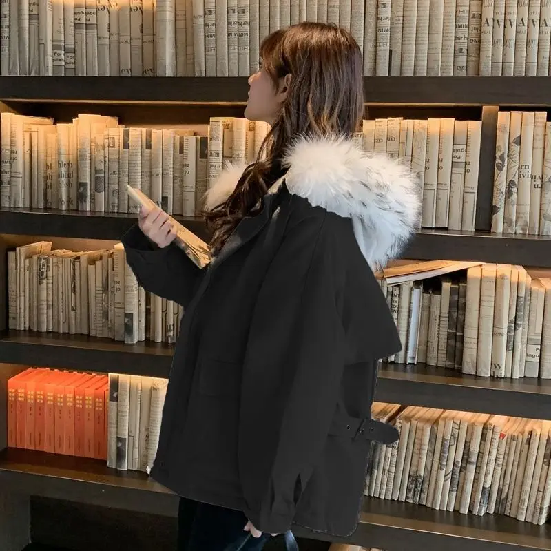 2023 New Women Down Cotton Coat Winter Bread Jacket Female Short Parkas Loose Thick Outwear Artificial Fur Collar Overcoat