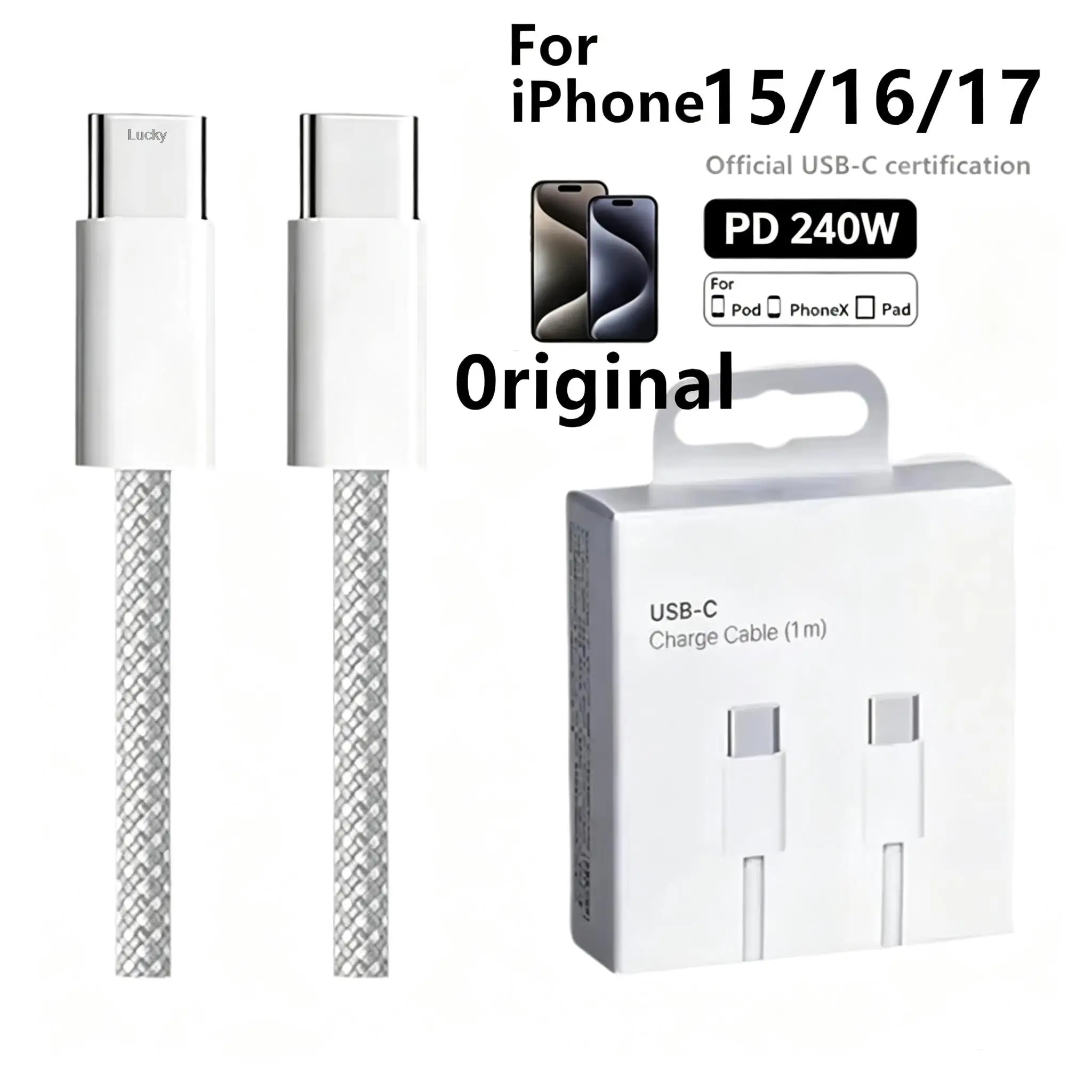 3pcs PD 240W USB C to USB Type C Cable Fast Charge Data Cable For Iphone 17 Pro Max Huawei Samsung Xiaomi Data Line White 1M 2M