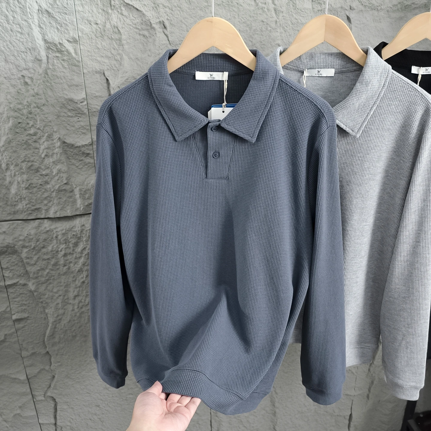 Men's Long Sleeve T-Shirt Casual Flip Collar Breathable Cotton Polyester Blend Standard Fit Fashion Urban Style Button Placket