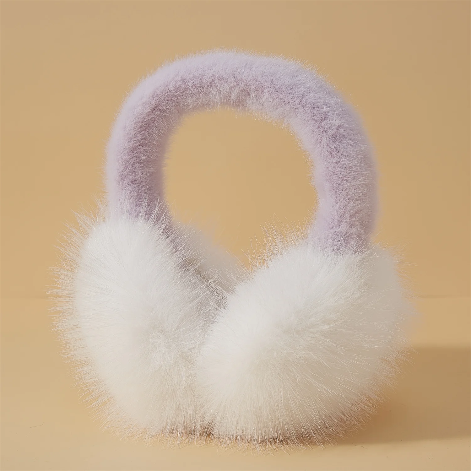 

Trendy Contrasting Purple Earmuffs 2025 Innovative Cute Colorful Art Matching Imitation Fox Fur Earmuffs for Woman Girl Winter