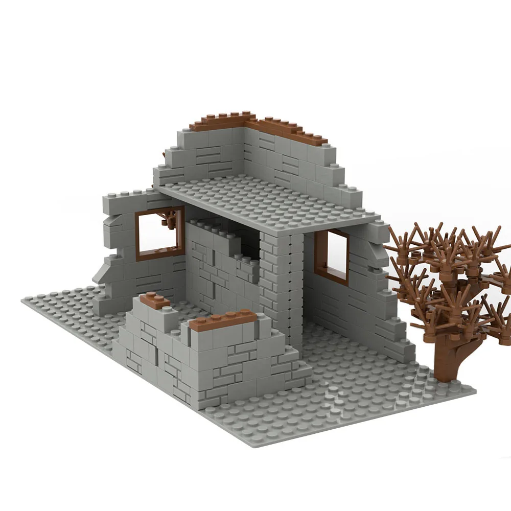 Blocs de Construction d'architecture militaire MOC WW2, ensemble de briques de Construction abandonnées pour champ de bataille pour garçons, passionné militaire