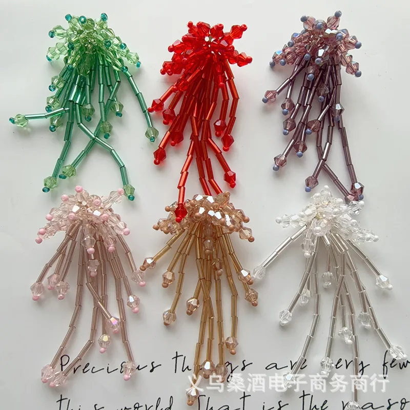 Crystal Tassel Finished Beaded 3D Flower Shoe Charm for Crocs Jelly Shoes DIY Decoration Material Accessory view 2