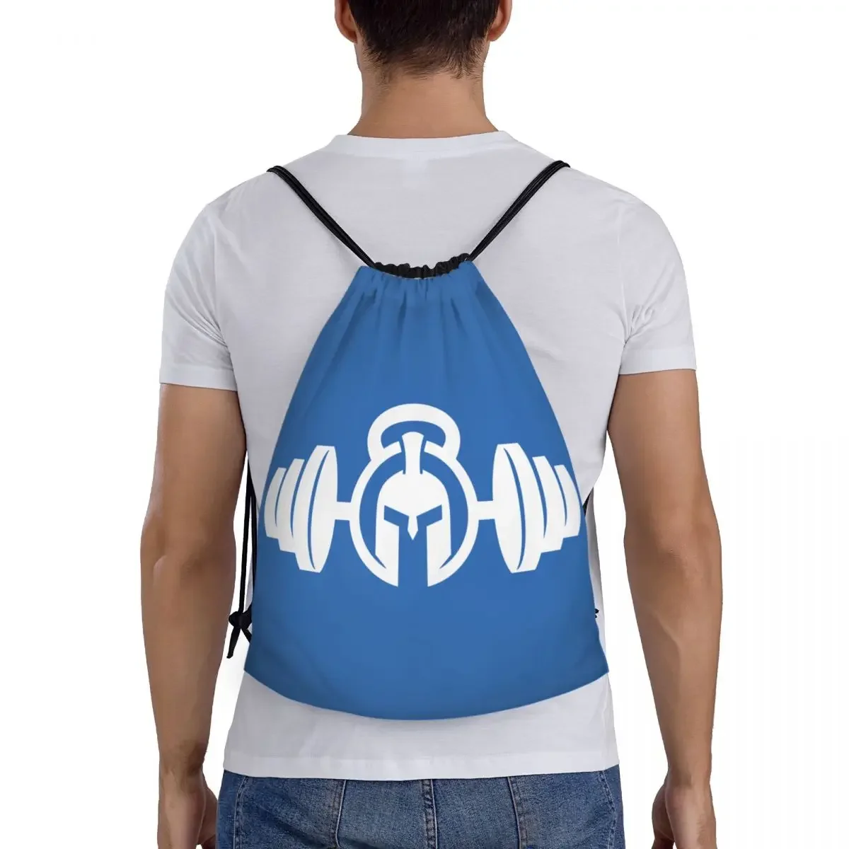 Spartan Gym Logo Met Trekkoord Rugzak Tassen Lichtgewicht Bodybuilding Fitness Muscle Gym Sportzakken Voor Op Reis