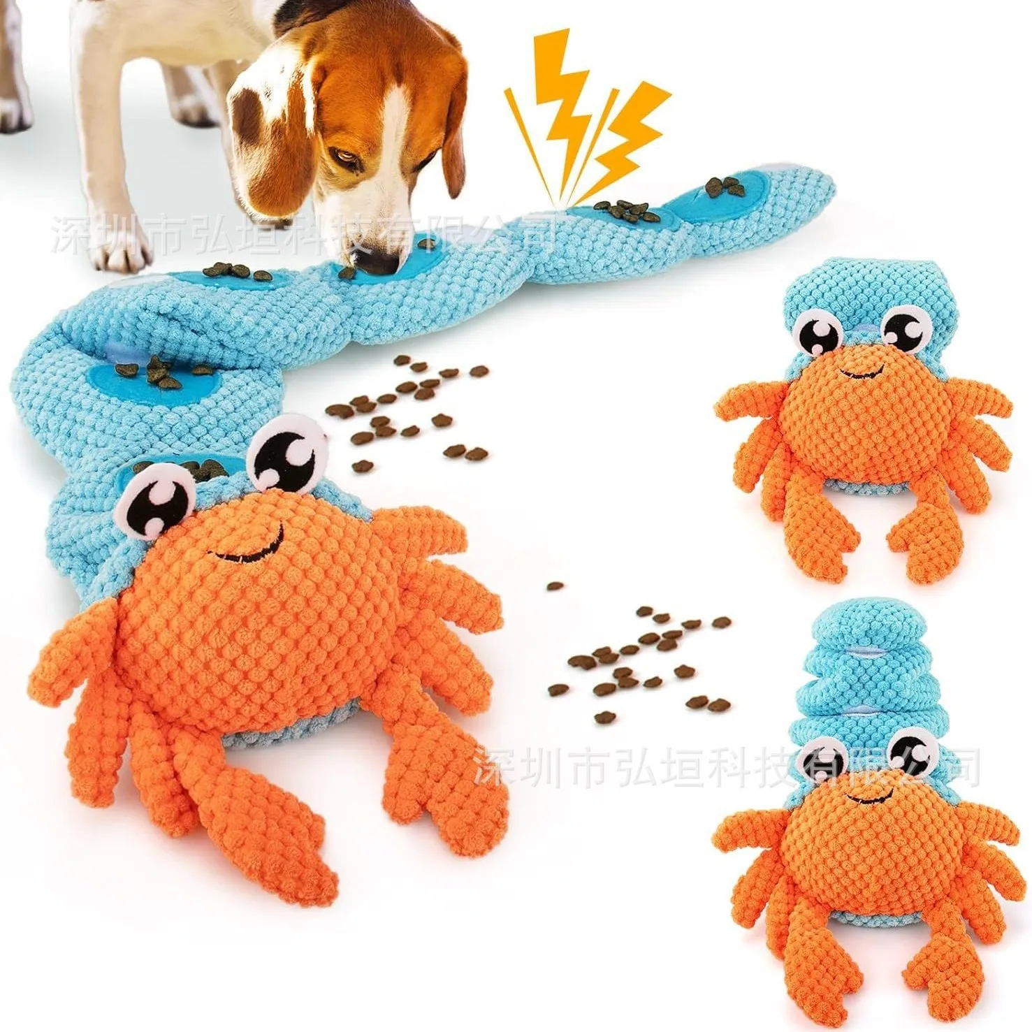 

Squeaky Plush Crab Chew-Resistant Snuffle Mat for Dogs: Self-Entertaining Scent Exploration Pet Toy