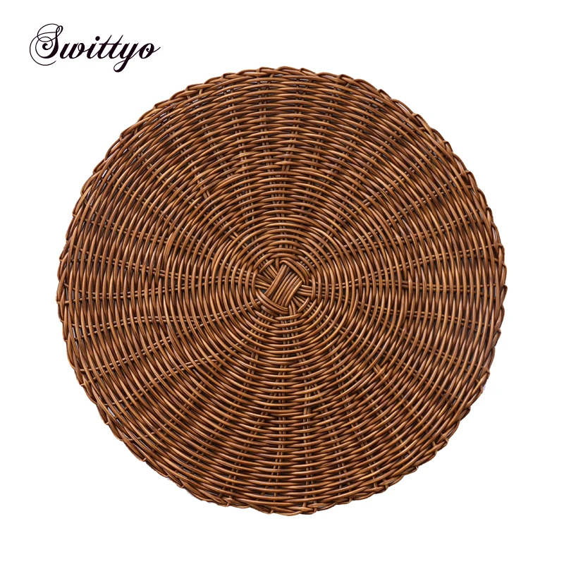 

Set of 4 Decorative Service Plates Round Rattan Chargers for Wedding Home Dining Perfect for Events & Dinner Parties