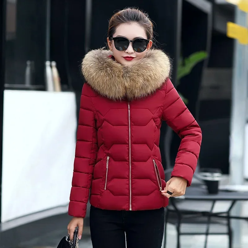 Fashion European White Women's Winter Jacket Big Fur Hooded Thick Down Parkas Female Jacket Warm Winter Coat for Women 2023 New