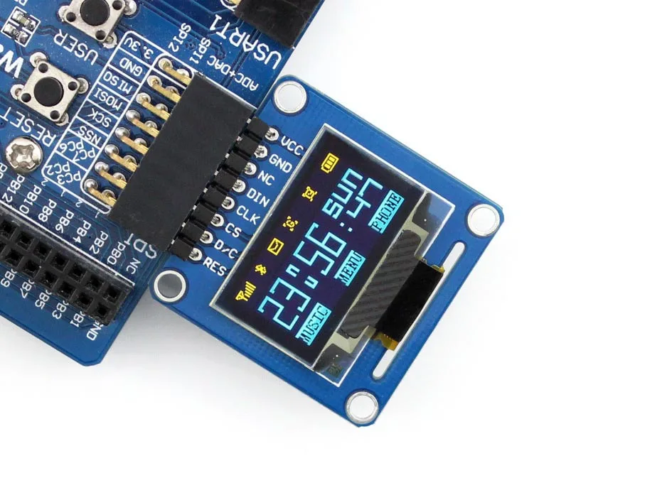 Waveshare 0,96 polegadas OLED (A) SPI I2C Interface Pinheader horizontal angular para Raspberry Pi Jetson Nano