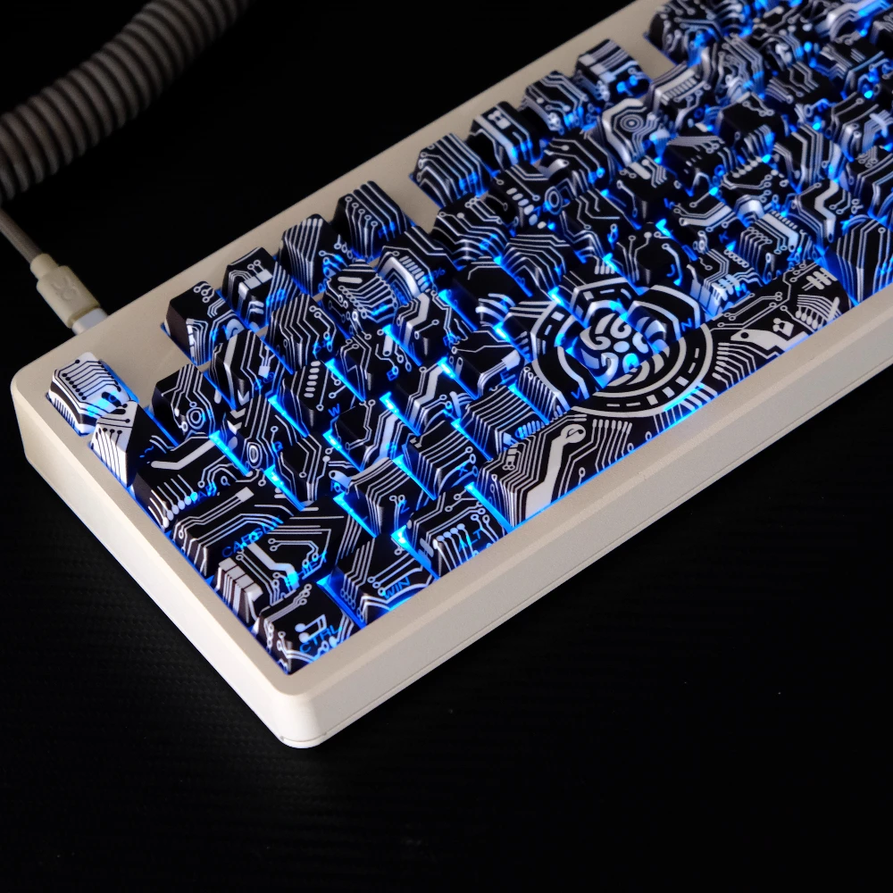 Diagram Keycap Mechanical Sense Circuit 131Keys Side Engraved Translucent Black Gaming Keyboard Keycap