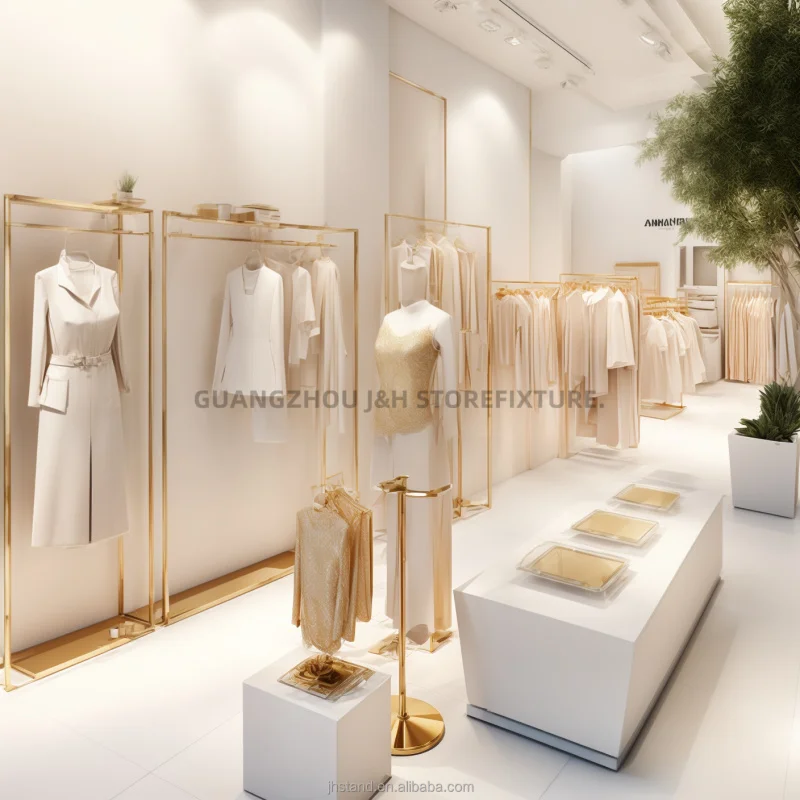 

customized.Retail Store Decoration Design Customized Display Rack Clothing Store Front Decor Fashion Modern Bridal Shop Furn