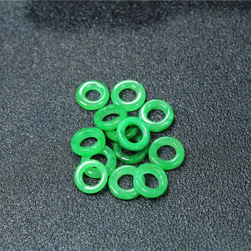 

Natural jadeite hand-carved circle DIY 100% real jade bracelets ring jade accessories septa scattered beads