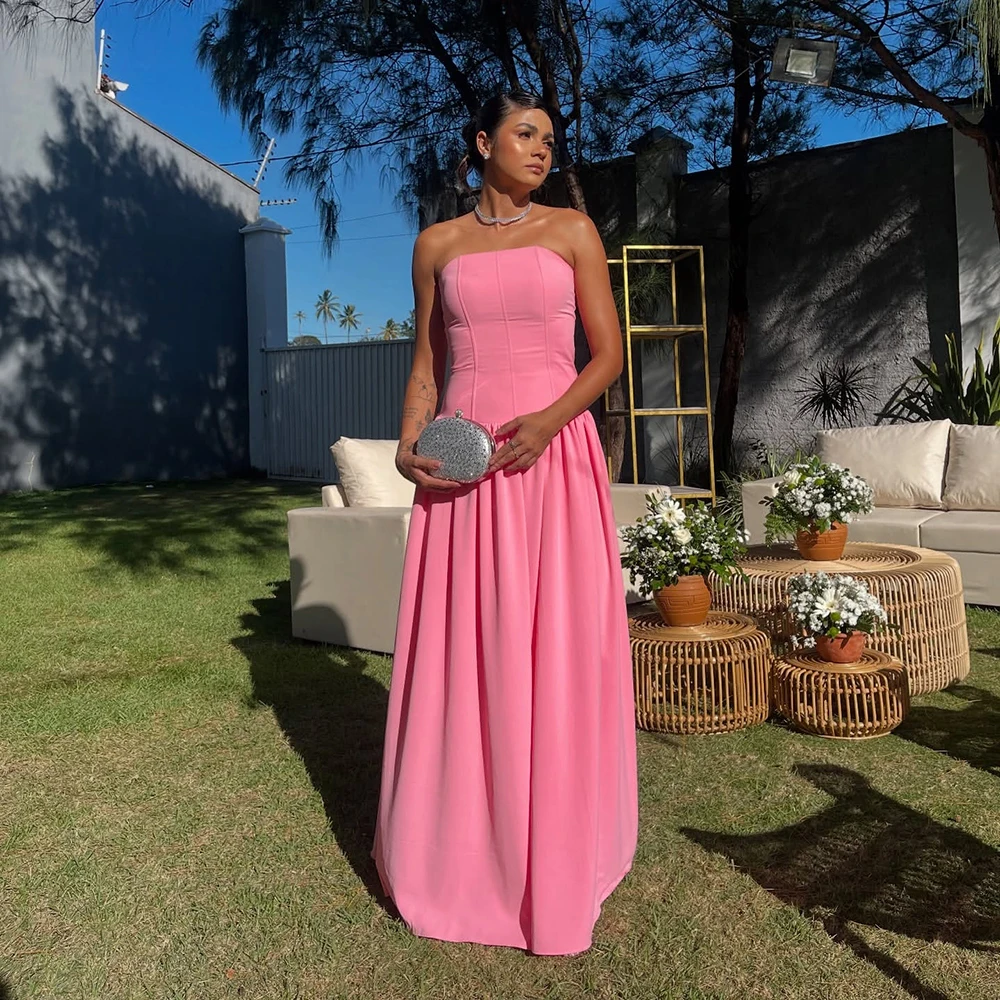 Msikoods-vestidos de graduación rosas, vestido largo plisado para fiesta de cumpleaños, vestido de dama de honor hasta el suelo, vestido de invitados de boda personalizado, 2025