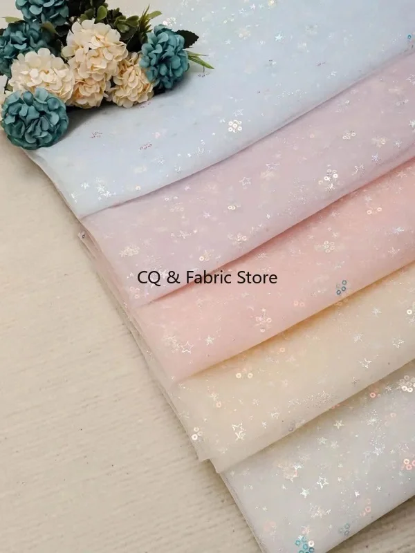 2 yard Lolita Abbigliamento per bambini Tessuto di pizzo ricamato fai-da-te Tessuto di design con perline a rete di fiori fantasia