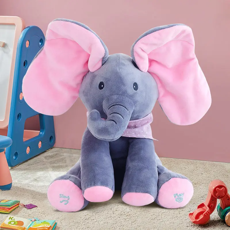 New Hide-and-seek Elephant Plush Toy Baby Hide-and-seek Game Toy Singing Interactive Musical Toys Gifts