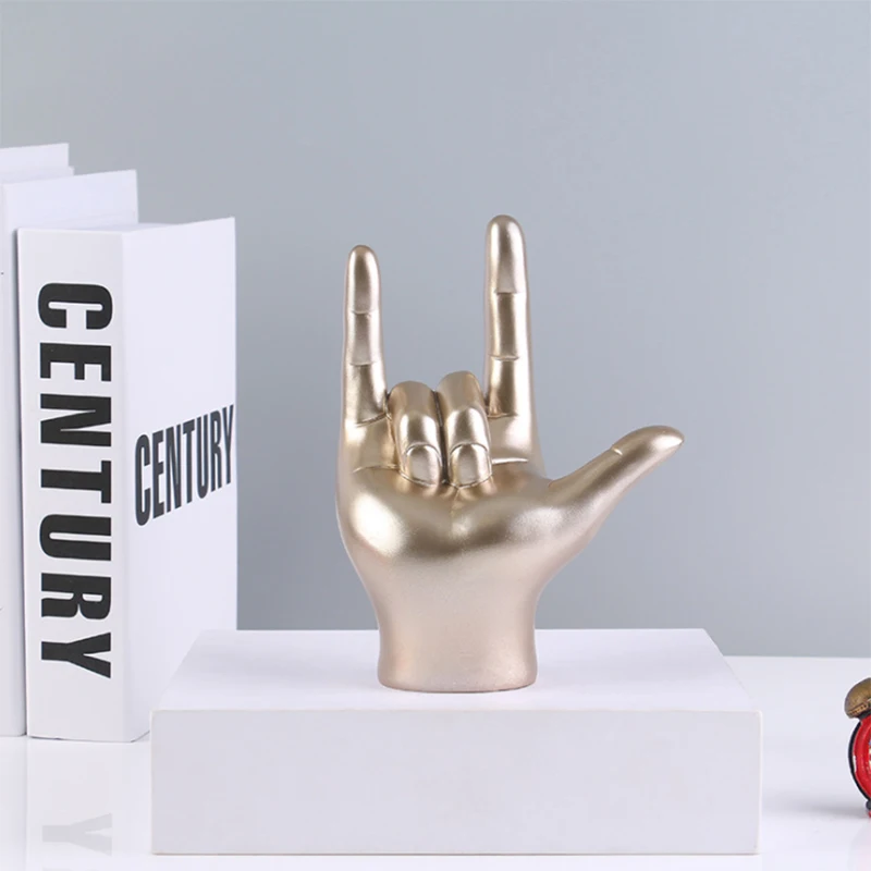 Home Decor Gift I Love You Sign Language Hand Statue Mould Resin Crafts Figurine Abstraction Home