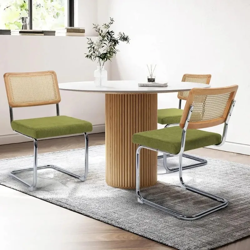 

Chairs Set of 4, Modern Rattan Kitchen Chairs, , Polished Frame, Upholstered Seat