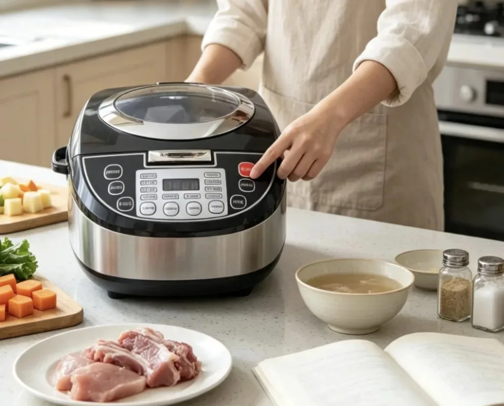 Home‑use Stainless Steel Cooking Pot 5L, LED Digital Display Intelligent Rice‑making Machine