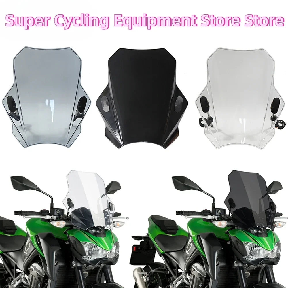 

For KAWASAKI SUZUKI YAMAHA HONDA BMW Universal Motorcycle Windscreen Windshield Covers Screen Smoke Lens Motorbikes Deflector