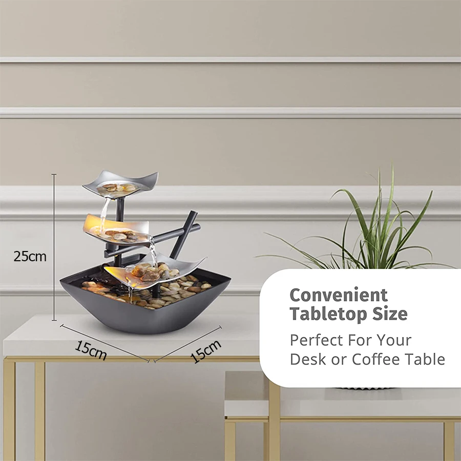 نافورة مكتب ميني زين - شلال LED لمكتب المكتب وديكور فنغ شوي والاسترخاء للتأمل #6