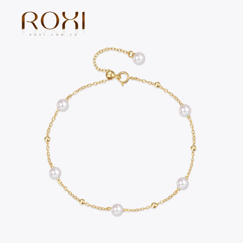 ROXI 925 Sterling Silver 5pcs Pearls Bracelet For Women Elegant Wedding pulseras plata original 925 Pulseras bijoux femme Gifts