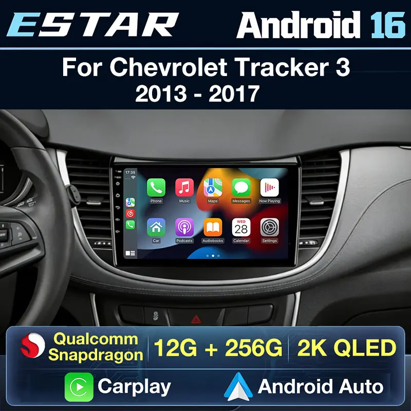 Radio Multimedia para Auto Android 16 para Chevrolet Tracker 3 Trax 2013-2020, Reproductor Estéreo, Navegador, Carplay Inalámbrico, Unidad Principal Estéreo, Bluetooth