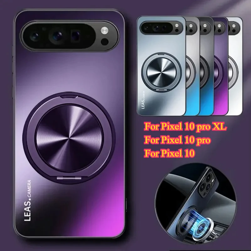 

For Google Pixel 10 Pro XL AG Frosted Shockproof Magnetic Ring Holder Cover for Pixel 10pro Matte Bumper Pixel10 Back Cases