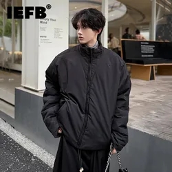 IEFB Thickened Men's Padded Jackets Stand Collar Solid Color Simple Menswear Korean Style Loose Male Short Coats New Chic 9C8339