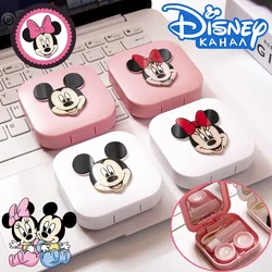 Disney Mickey Mouse Mini Contact Lens Case Minnie Eye Container with Mirror Couple Container Cover Beauty Lens Storage Box Gifts