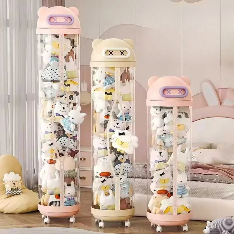 

Plush Animal Storage Strap Zipper with Light Emitting Diode Light Vertical Pet Transparent Barrel