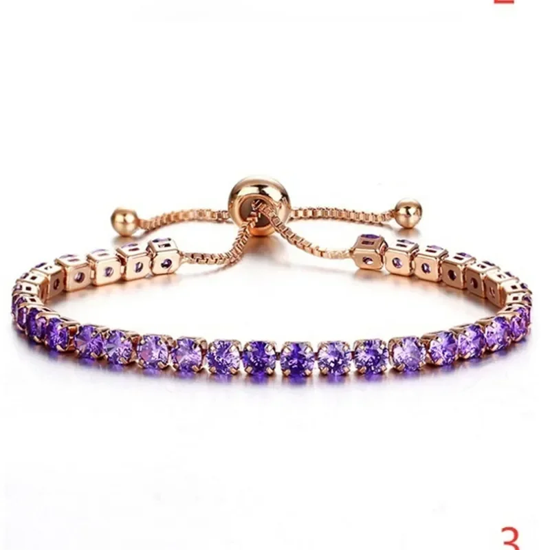 2023 Fashion Shiny Crystal Push-pull Bracelet Light Luxury Micro-inlaid Zircon Bracelet Women\'s Simple Adjustable Jewelry