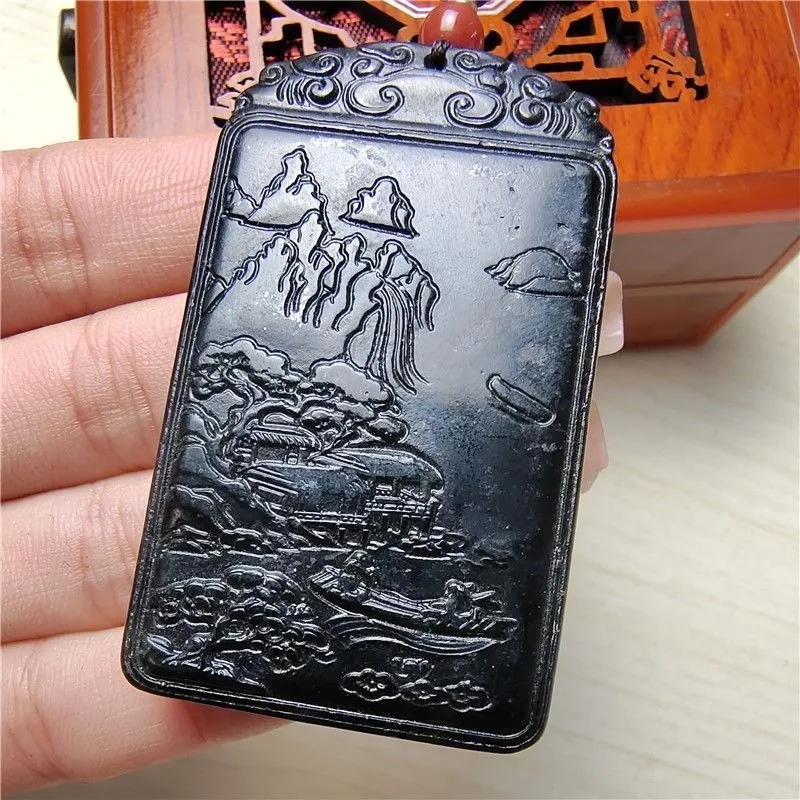 

New Tibetan Herb King Stone Landscape Brand Pendant, Male and Female Jade Brand
