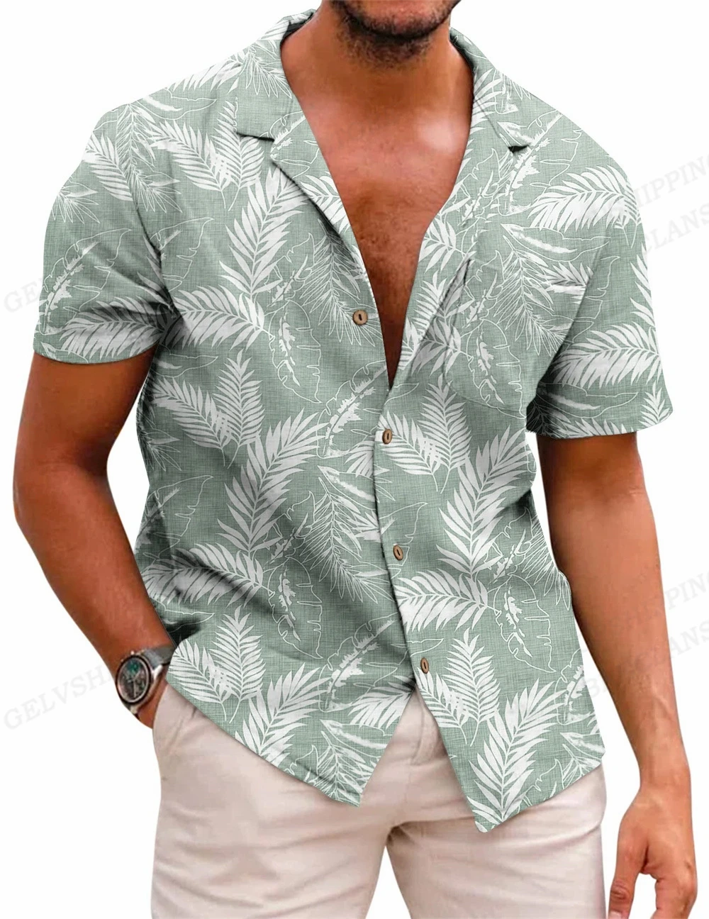 Tropic Leaves 3d Print Shirts Men\'s Women\'s Shirts Men\'s Vocation Blouse Floral Lapel Shirt Cuba Camisas Blouse Men\'s Clothing
