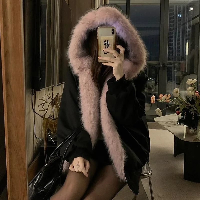 

Женская осенне-зимняя новая свободная утолщенная плюшевая теплая хлопковая одежда в Корейском стиле, теплое двухместное пушистое короткое пальто с капюшоном