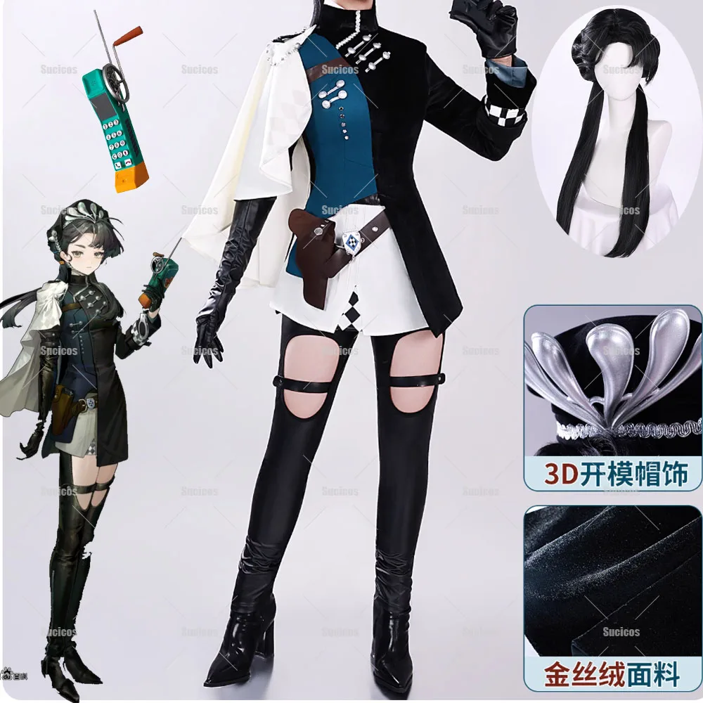 

Game Reverse: 1999 Liang Yue Cosplay Costume Wig Hat Full Set Uniforms Woman Girls Halloween Roleplay Shoes Prop