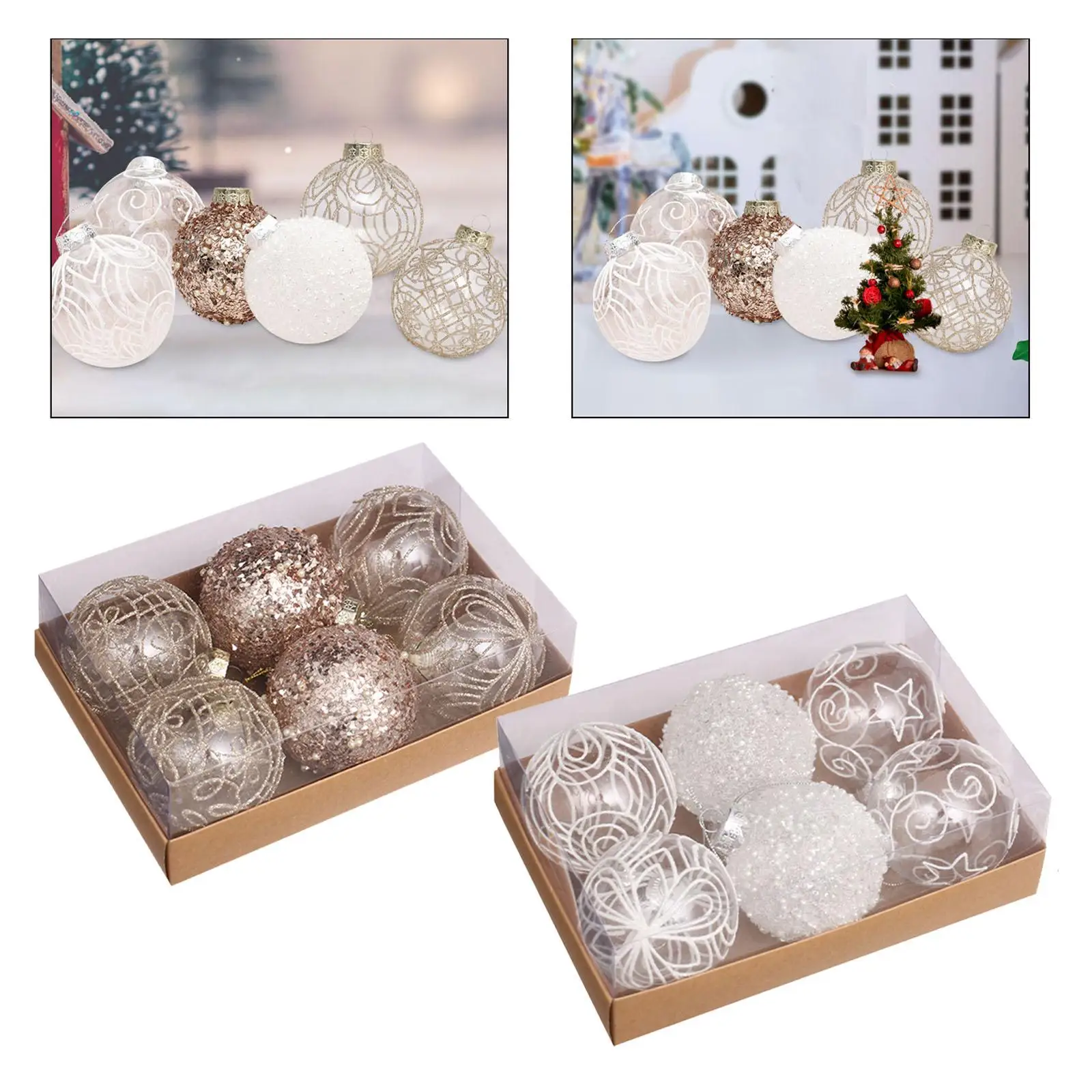 

6x набор украшений для рождественских шаров, 8 см, декор для рождественской елки, декоративные безделушки для юбилея, товары для дома, вечеринки, празднование, фермерский дом