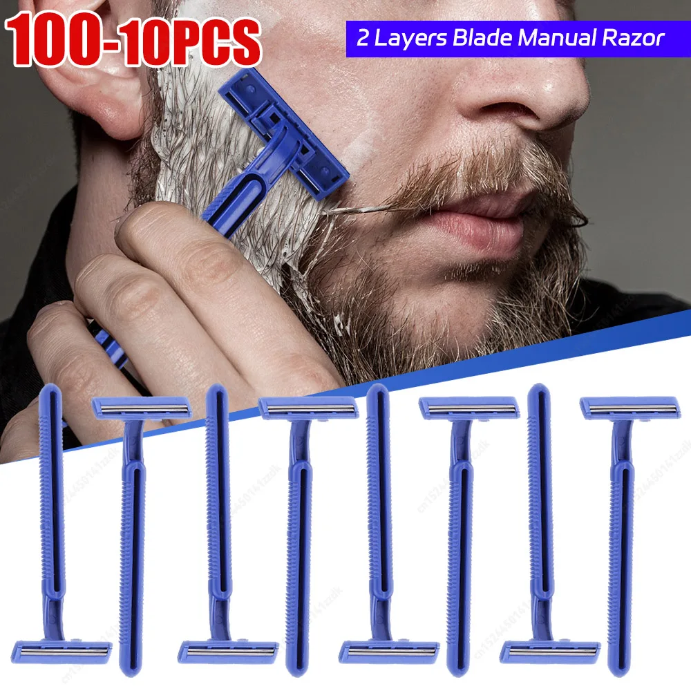 

100-10 шт. лезвия для бритвы из нержавеющей стали, одноразовые качественные бритвы для гостеприимства, высококачественные бритвы с двумя лезвиями для мужчин, мужской триммер для тела