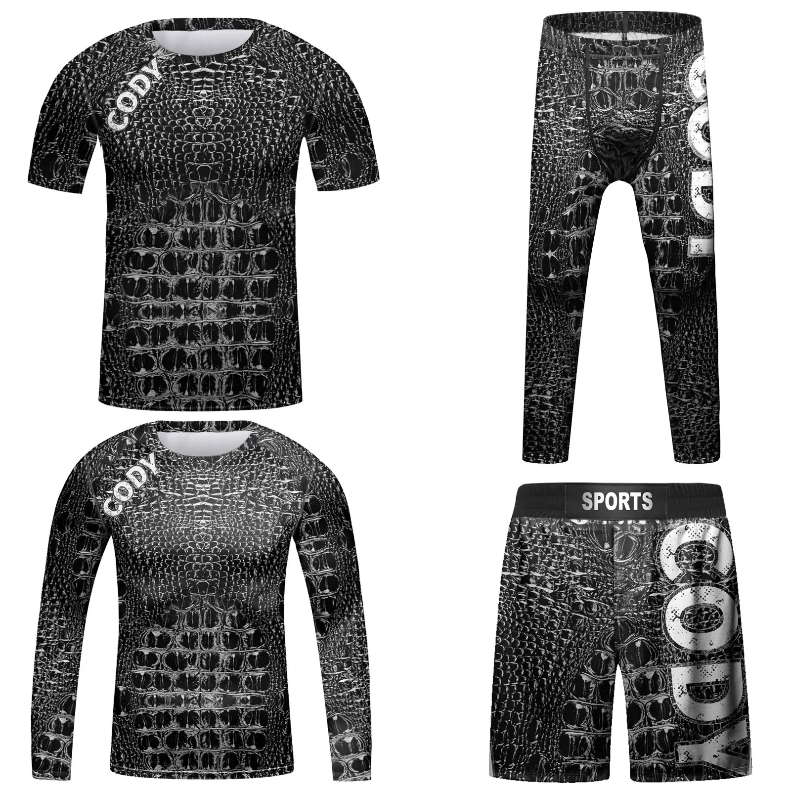 Kids MMA Rash Guard Set Gym MMACompression T-shirt Wear No Gi BJJ Jiu Jitsu Suits Boxing Sport Outdoor Running Shirt & Shorts