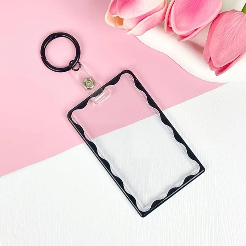 X7XC Transparent Card Sleeve With Keychain Keyring Card Sleeve For Convenient Access To Campus And Gym Entry Cards