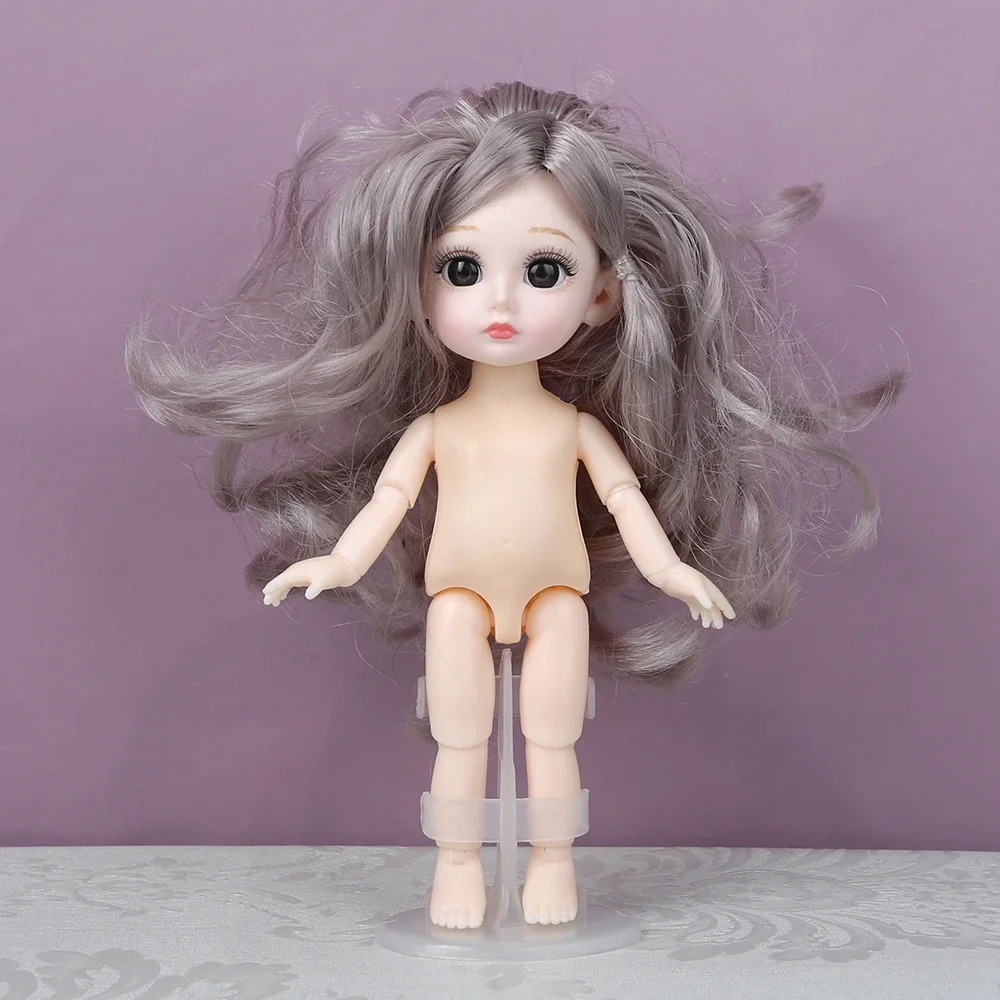 미니 소녀 귀여운 얼굴 16cm BJD 1/12 짧은 머리 수면 돼지 나체 바디 드레스업 패션 인형 소녀 선물 DIY 장난감