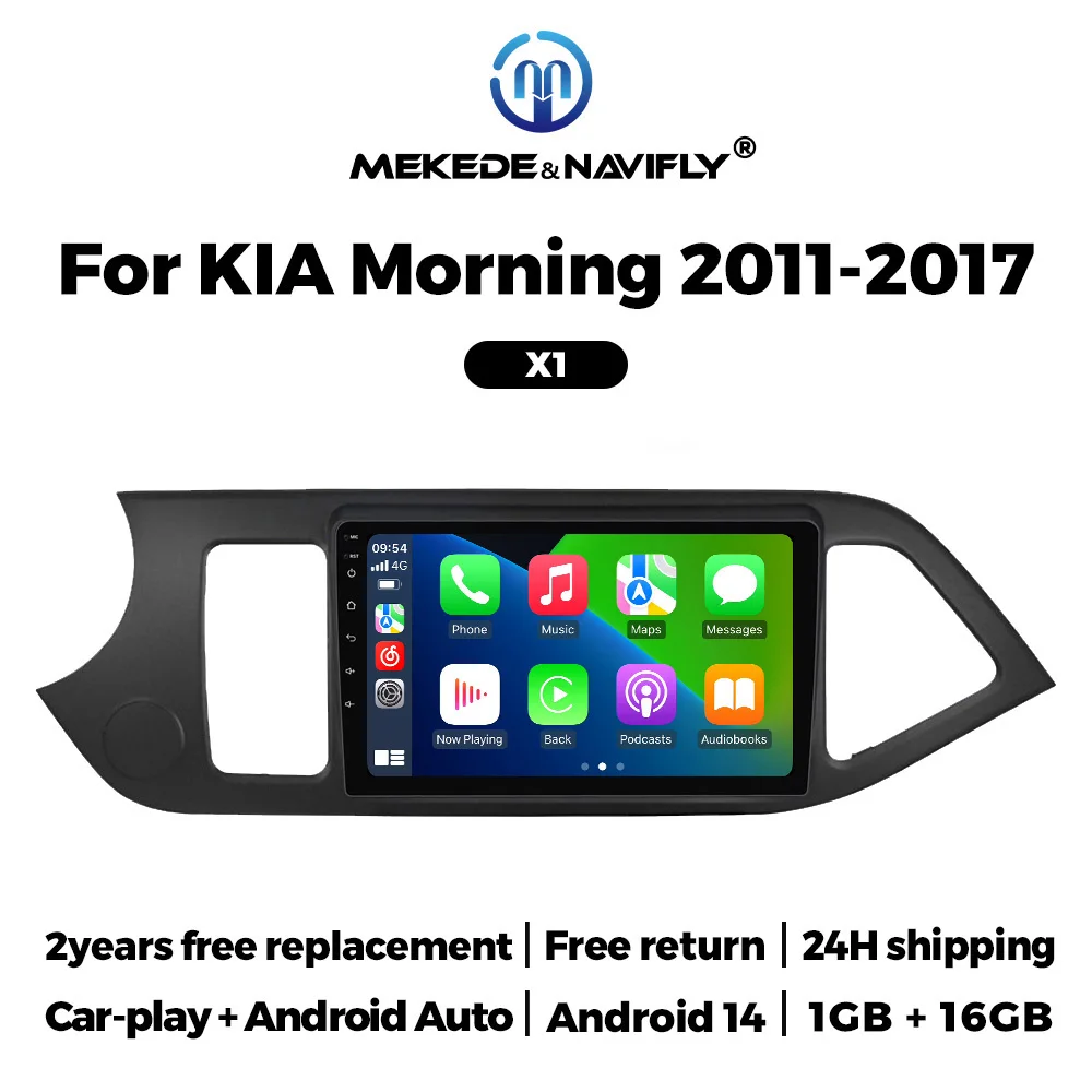 MEKEDE Android14 Multimedia Autoradio Alles in een CarPlay Android Auto GPS Navigatie speler voor KIA PICANTO Ochtend 2011-2017