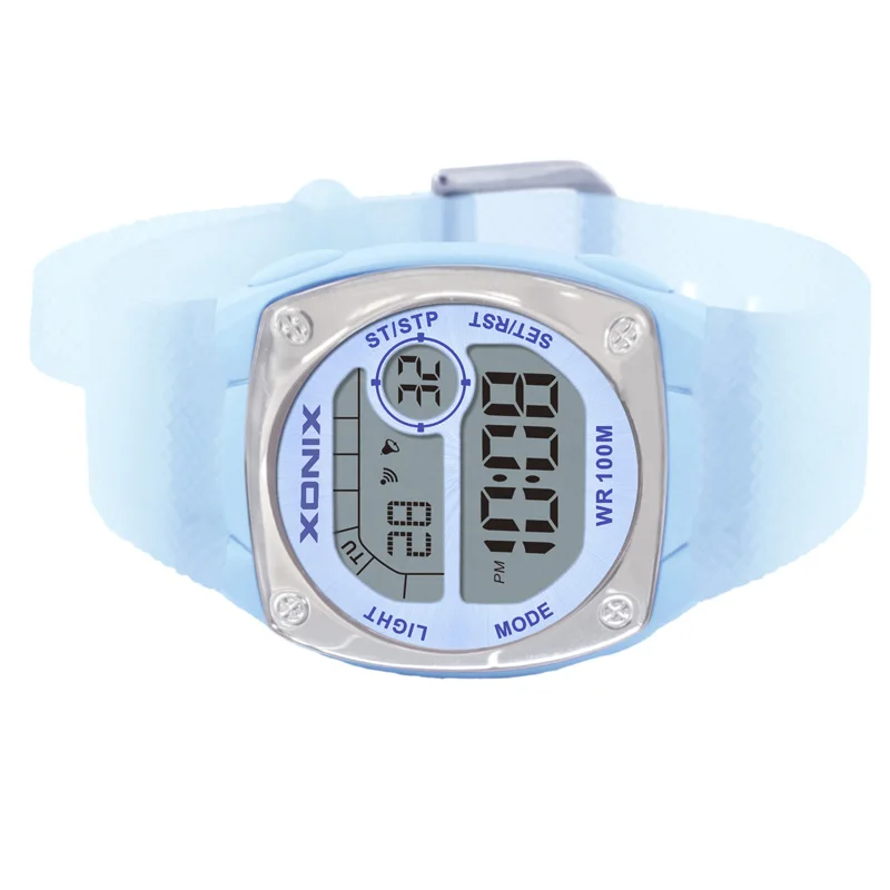 XONIX أزياء دقيقة بسيطة الرياح طالب فحص ساعة إلكترونية متعددة الوظائف مضيئة مقاوم للماء 100 متر ساعة ET