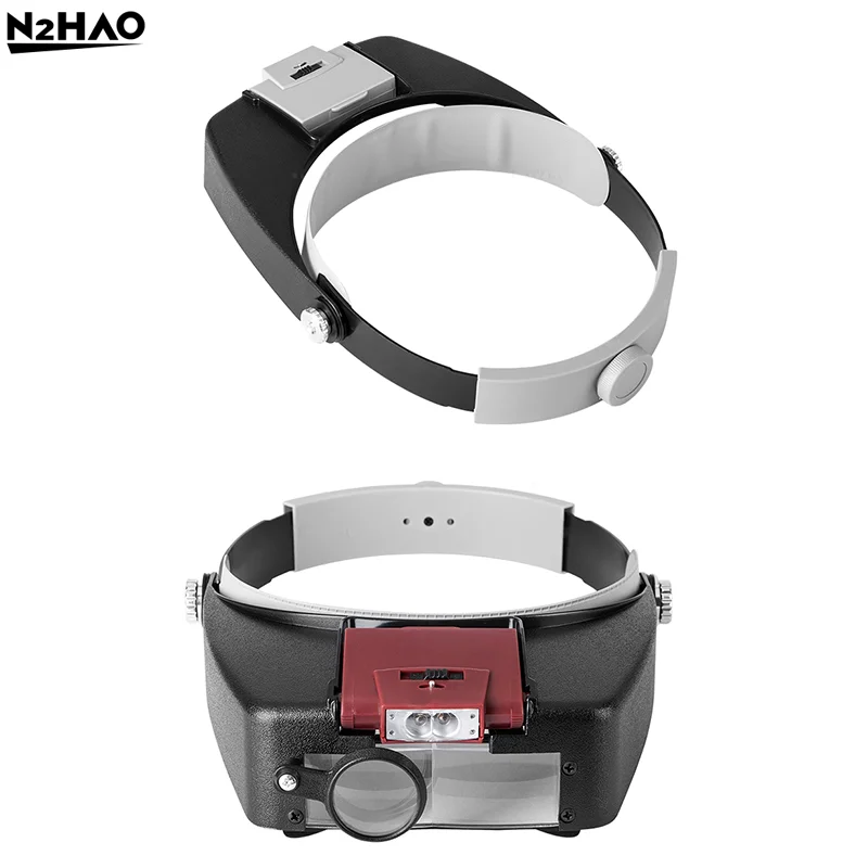 Okulary powiększające z pałąkiem na głowę 10X, regulowany rozmiar, lupa LED do czytania, okulary powiększające Optivisor z podświetleniem