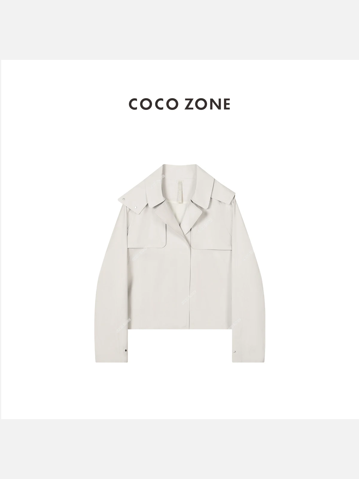 

Zone Travel Jacket Short Length Long Sleeve Stand Collar Patchwork Design Commute Style Polyester Fiber Pure Color Spring 2025