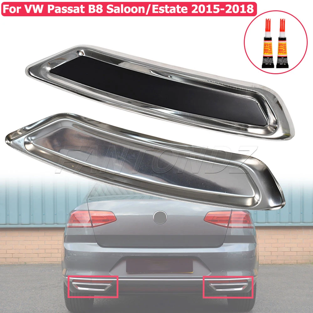 For PASSAT B8 SALOON/ESTATE Stainless Steel Chrome Exhaust Deflector Frame 2 Pieces (2015-2018)