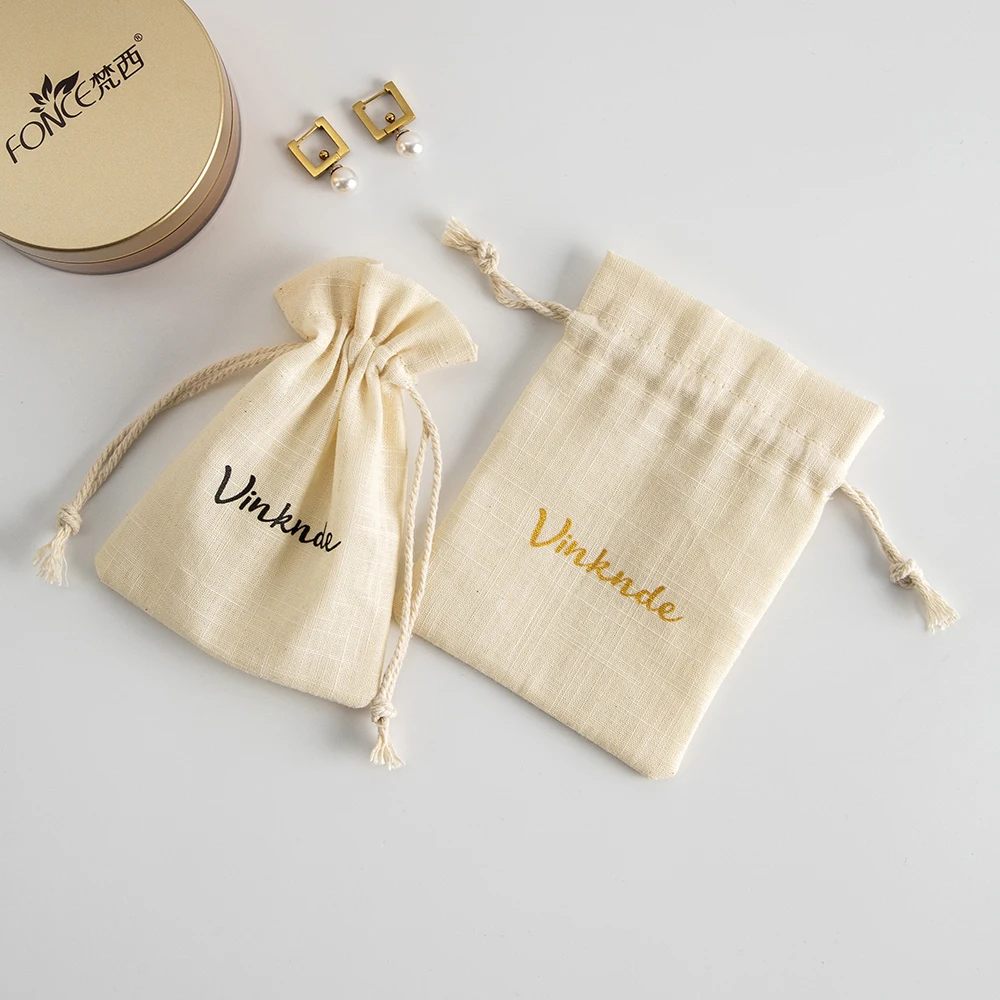 100pcs Custom Logo Drawstring Cotton Bags Natural Muslin Canvas Bags for Storage Teas Spices Soaps Jewellery Wedding Party Favor