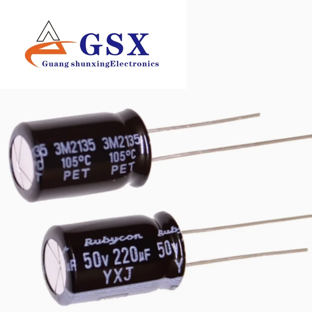 10pcs  220UF 50V imported aluminum electrolytic capacitor, 50v220uf, 10*16, ruby YXJ, high frequency, long lifespan
