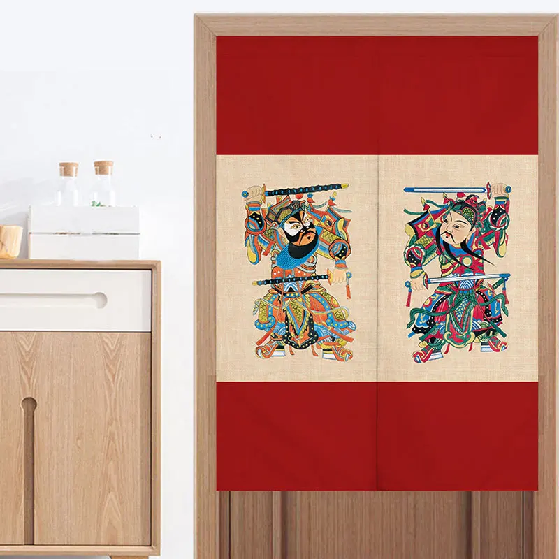 Chinese Door God Doorway Curtain Kitchen Partition Curtain Bedroom Living Room Decoration Curtain Fortuna Feng Shui Half Curtain