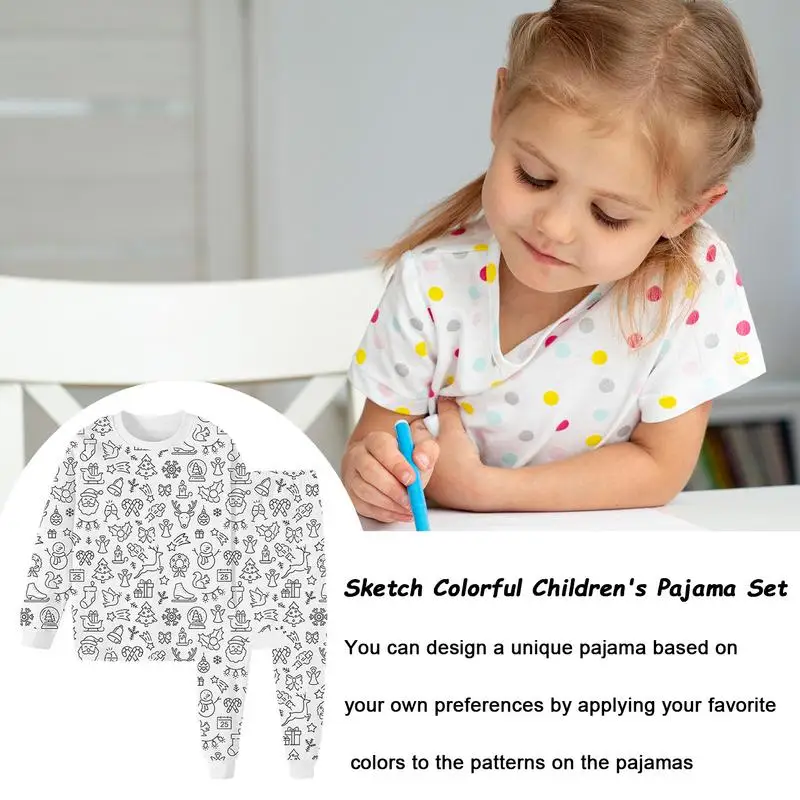 DIY Pajamas Kids Sketch Colorful Pajama Set Kids Art Color Your Own Pajama Handicraft Toys DIY Kid Crafts For Kids Boys Girls